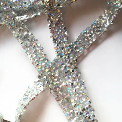 1 ярд Горячая фиксация блестящее платье стразы мотивы ленты кристалл железа на