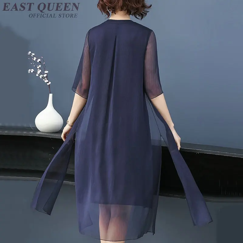 

women dress midi elegant chinese dresses summer 2019 older women robe vintage femme middle aged dress chinese style AA4822