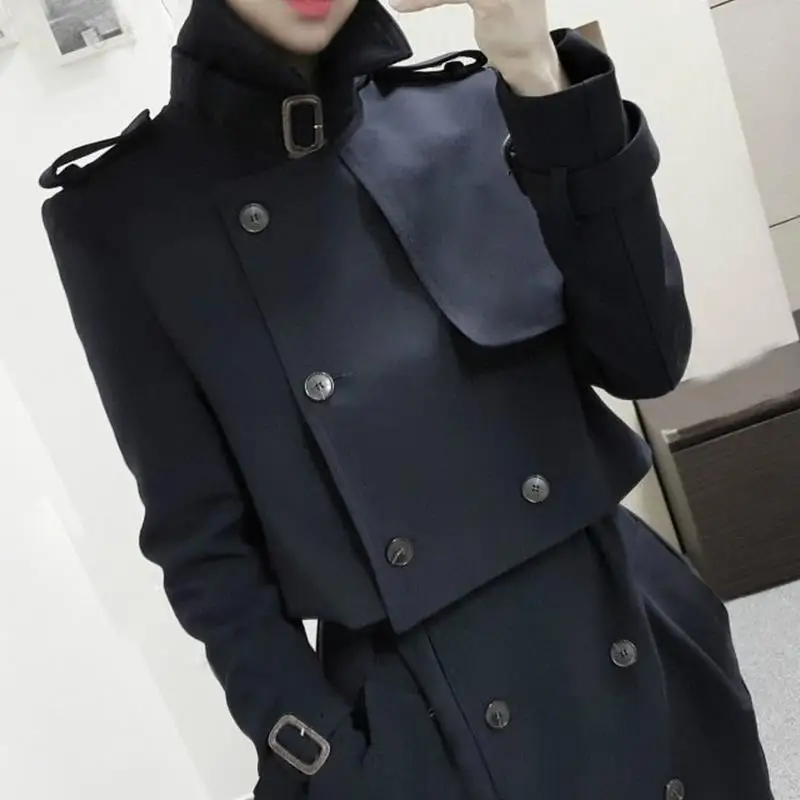 Женский Тренч с двумя пуговицами женский длинный Классический плащ-ветровка