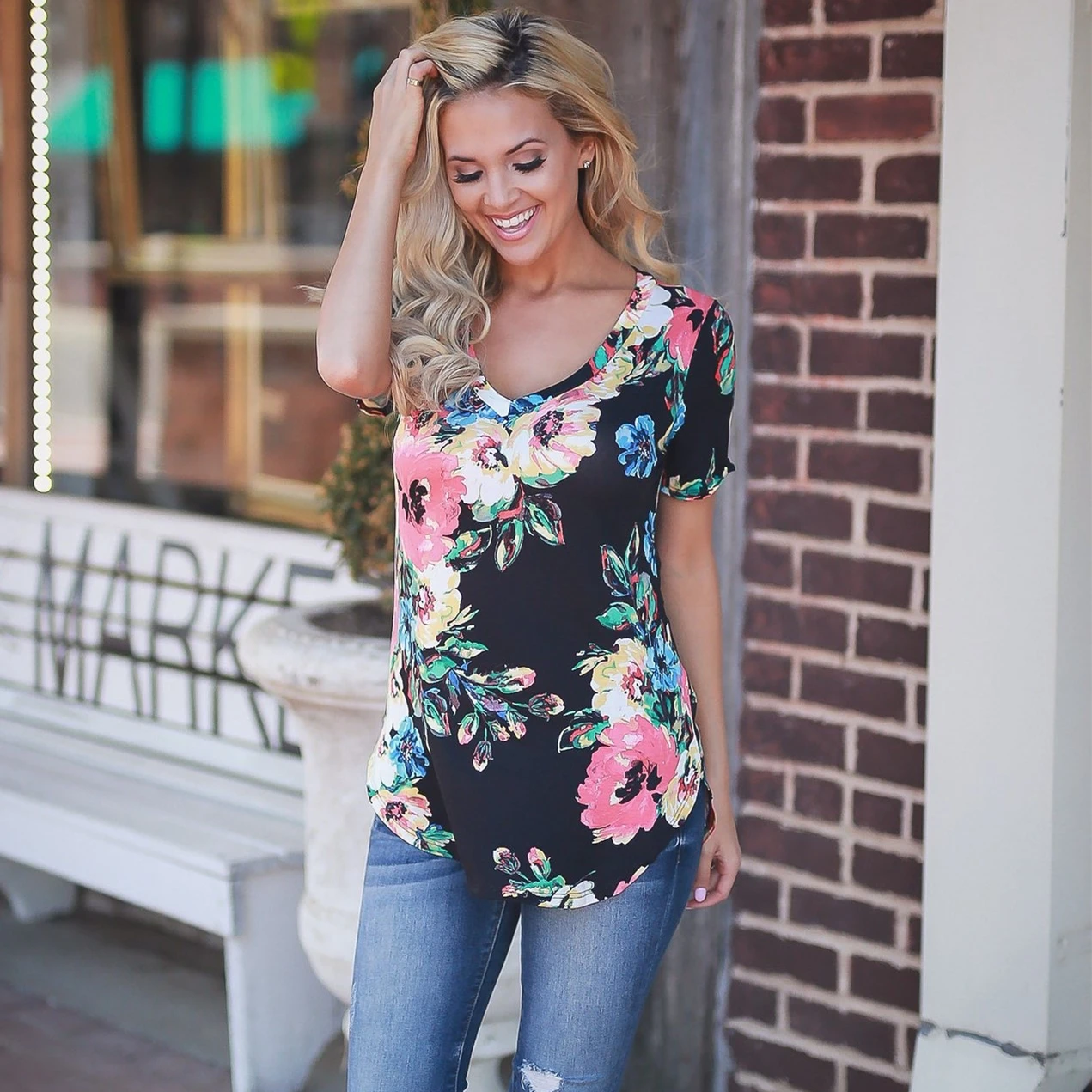 Модные женские футболки летние больших размеров Элегантные повседневные с