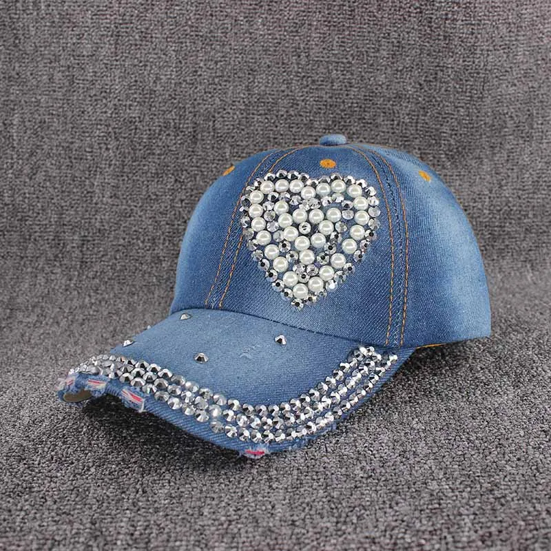 HLEISXI New Fashion Adult Women Love Baseball Cap Summer Casual Caps For Female Denim Hat Adjustable Snap Back Brand Hats