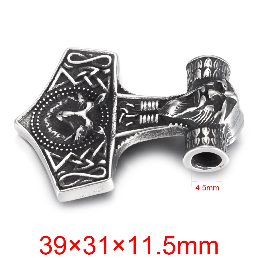 Нержавеющая сталь Viking Thor Hammer подвеска отверстие 4 мм для ожерелья DIY Аксессуары фурнитура для изготовления ювелирных изделий мужские Подвески поставки