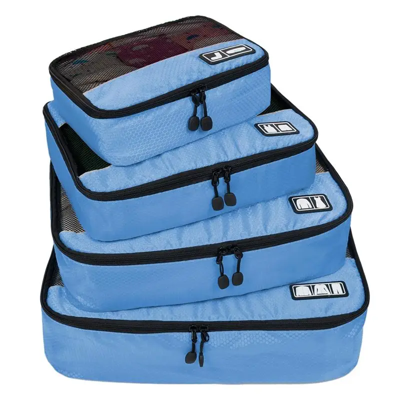 BAGSMART дышащий 4 набора упаковка Verpakking кубики Reizen Органайзер багажа куб Набор подходит 2" переноска на чемодан дорожная сумка - Цвет: Indigo Blue