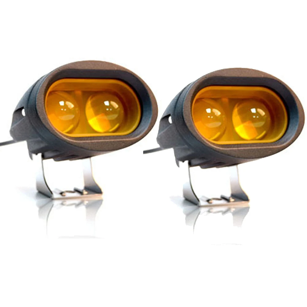 2pcs 4D Amber 2x20 Вт 3D 4D 6D Белый/янтарный/желтый светодиодный рабочий светильник для вождения автомобиля Противотуманные фары для внедорожников точечный прожектор для внедорожников, мотоциклов, квадроциклов, велосипедных фар - Цвет: 2pcs 4D Amber