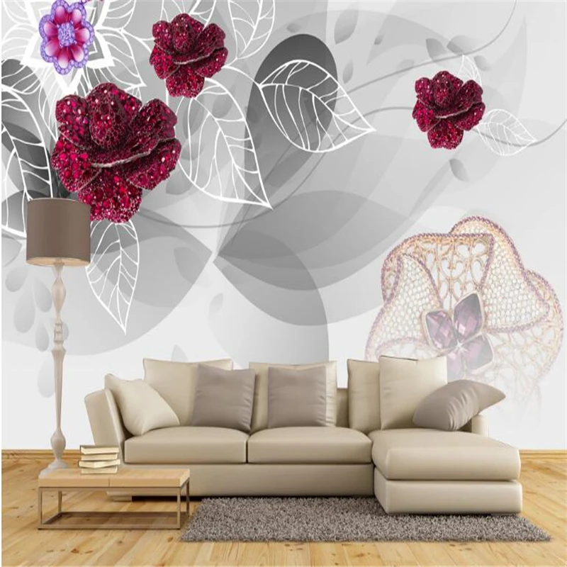 

beibehang Large custom wallpaper beautiful gorgeous purple European flowers 3d 3d TV background wall