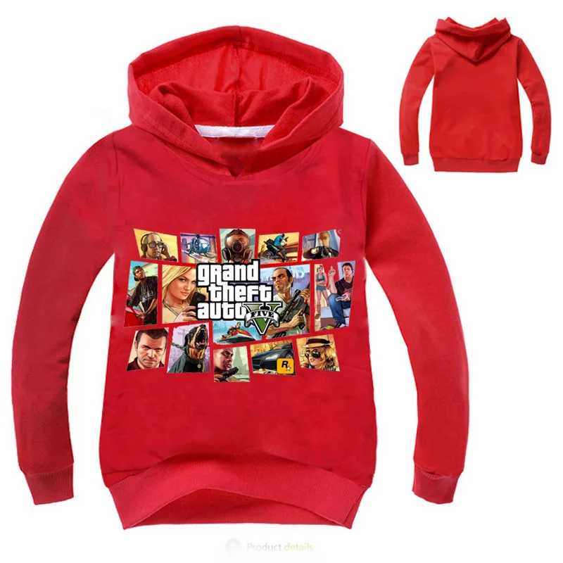 2-16Years 2019 игра Gta с капюшоном детские толстовки детская одежда верхняя для девочек