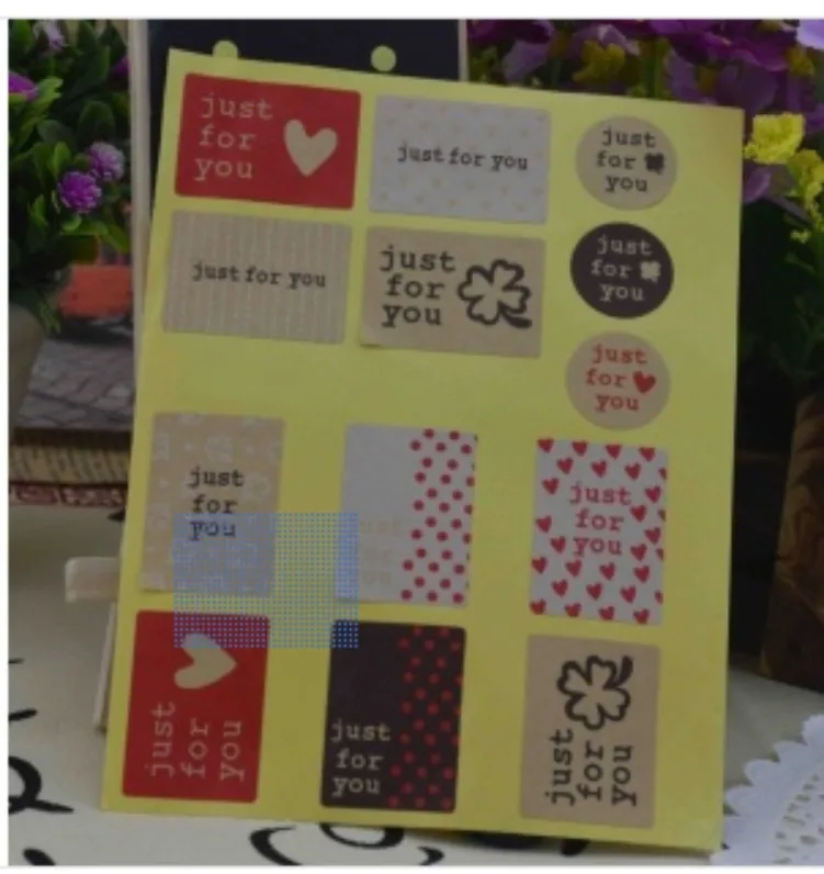 130Pcs Novelty Just for you Heart Clover Handmade Cake Packaging Sealing Label Kraft Sticker Baking DIY Stickers | Дом и сад