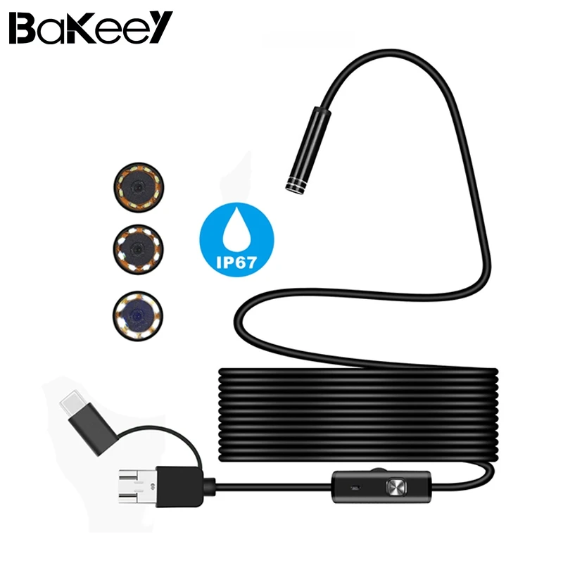 Высокое качество Bakeey 3 в 1 5,5 мм 6Led type C Micro USB эндоскоп Инспекционная камера мягкий кабель для Android PC