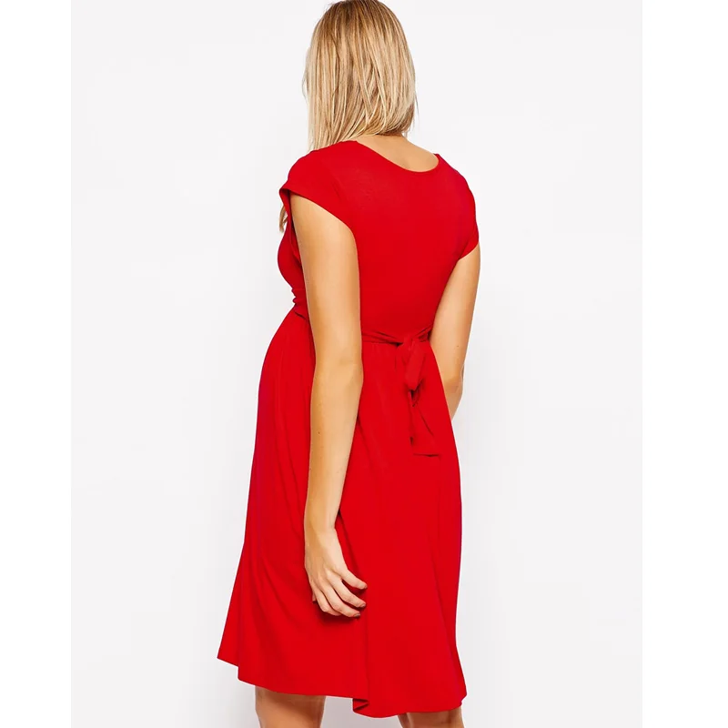 Брендовая треугольный вырез нарядное платье для беременных на лето элегантное с