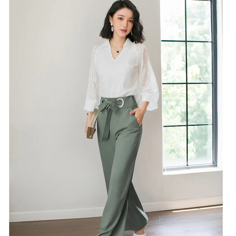 Женский офисный костюм с рукавами-фонариками комплект из двух предметов для