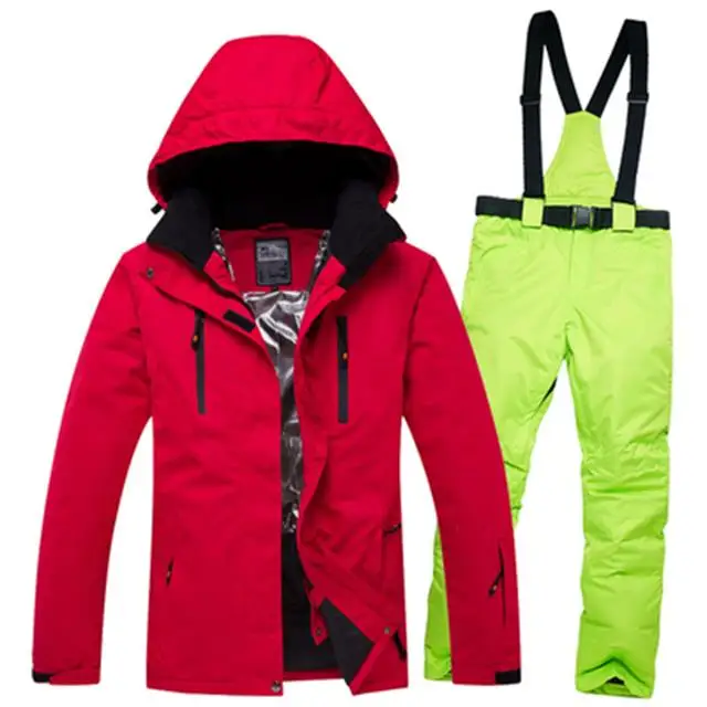 China red jacket 3 Супер Распродажа! Женский лыжный костюм, водонепроницаемая, ветрозащитная женская зимняя куртка и штаны, комплекты с хлопковой подкладкой, зимняя одежда для прогулок, сноуборда - Цвет: China red jacket 3