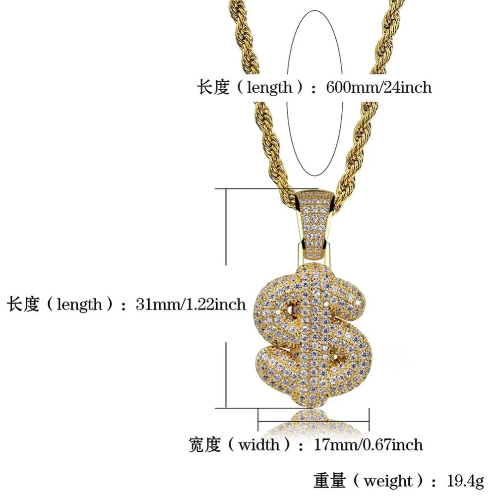 Футболки в стиле хип хоп на веревочной цепочке доллар клавиатура символ буквы Bling