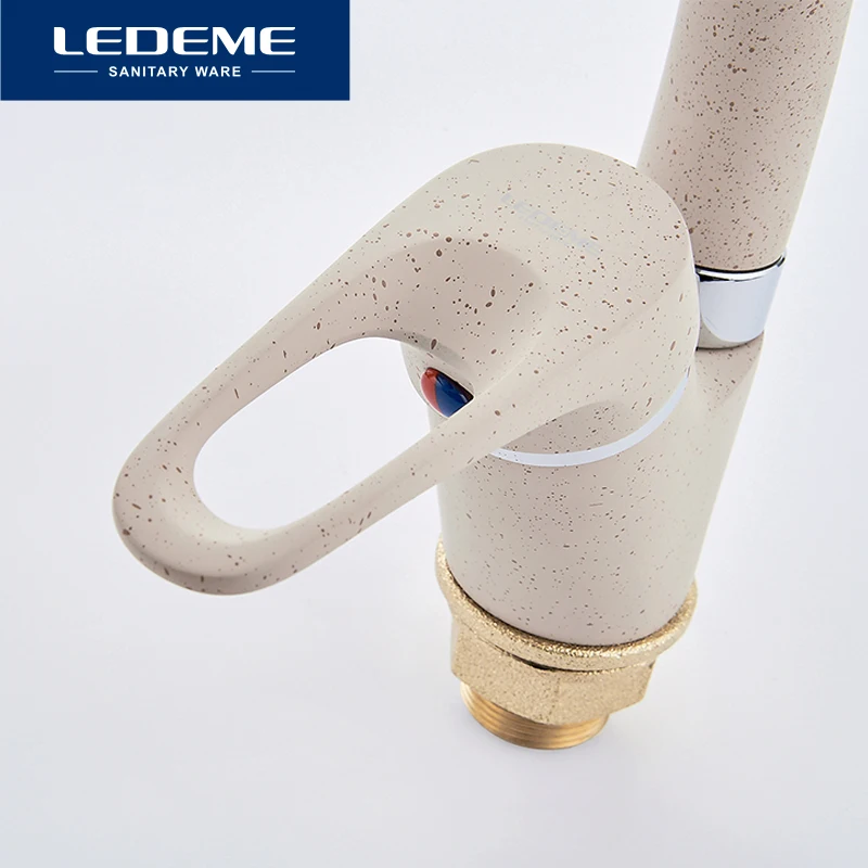 LEDEME Смеситель для кухни с гайкой латунь Цвет: хром / чёрный белый|kitchen faucet|faucet