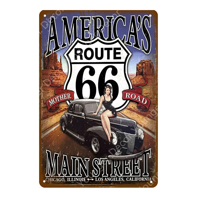 YD7572G Горячая штанга Hell металлические знаки US Route 66 автомобильный автобус винтажный настенный плакат художественное украшение Бар Паб Клуб Кафе Отель домашний гаражный Декор доска - Цвет: YD7572G