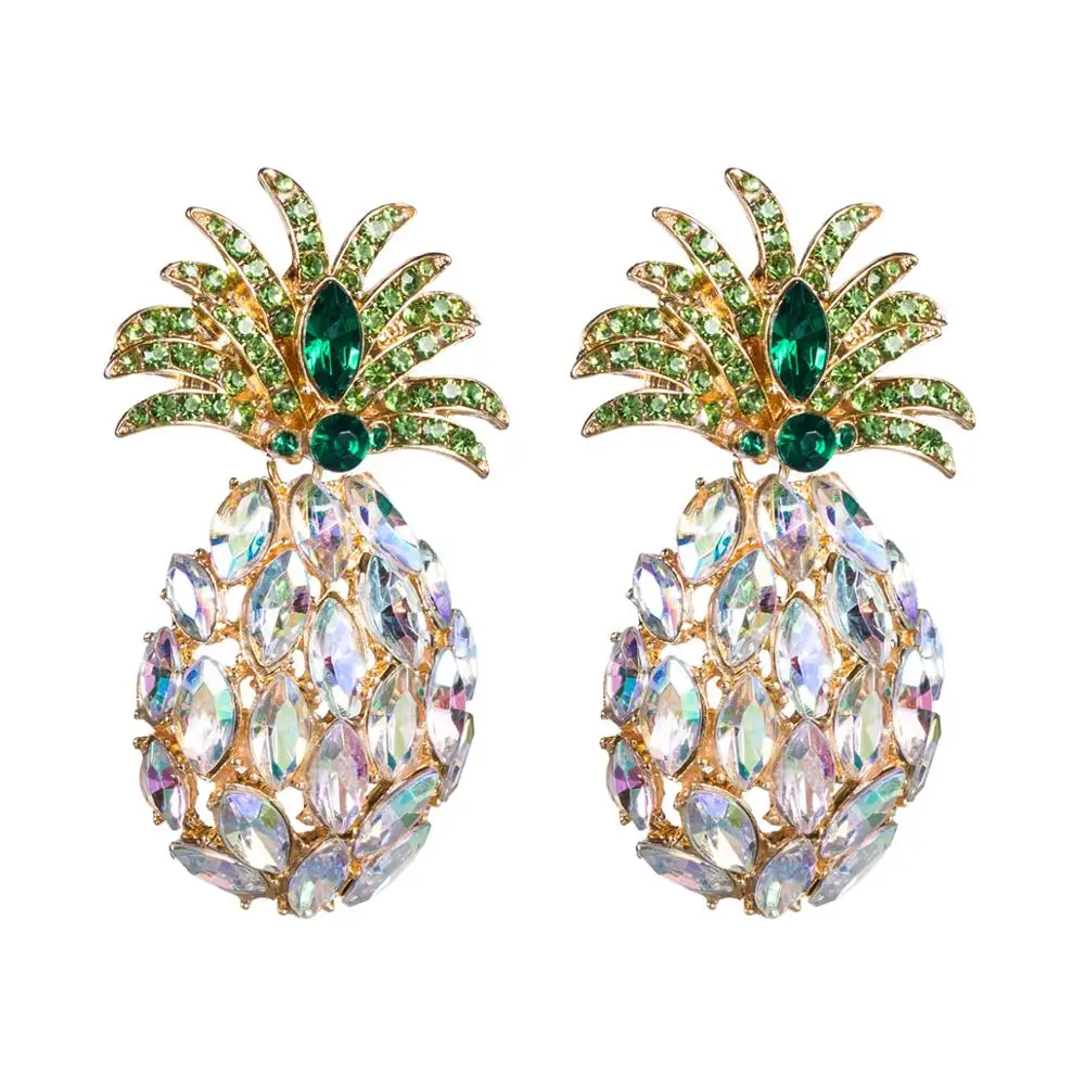 Женские Висячие серьги ZA Ananas Diamante эффектные висячие с кристаллами ананаса летние