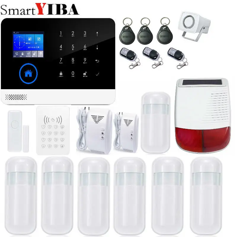 

SmartYIBA Wifi GSM APP RFID Wirelesss home security gsm alarm system touch keyboard 433MHz door detector infrared sensor alarm