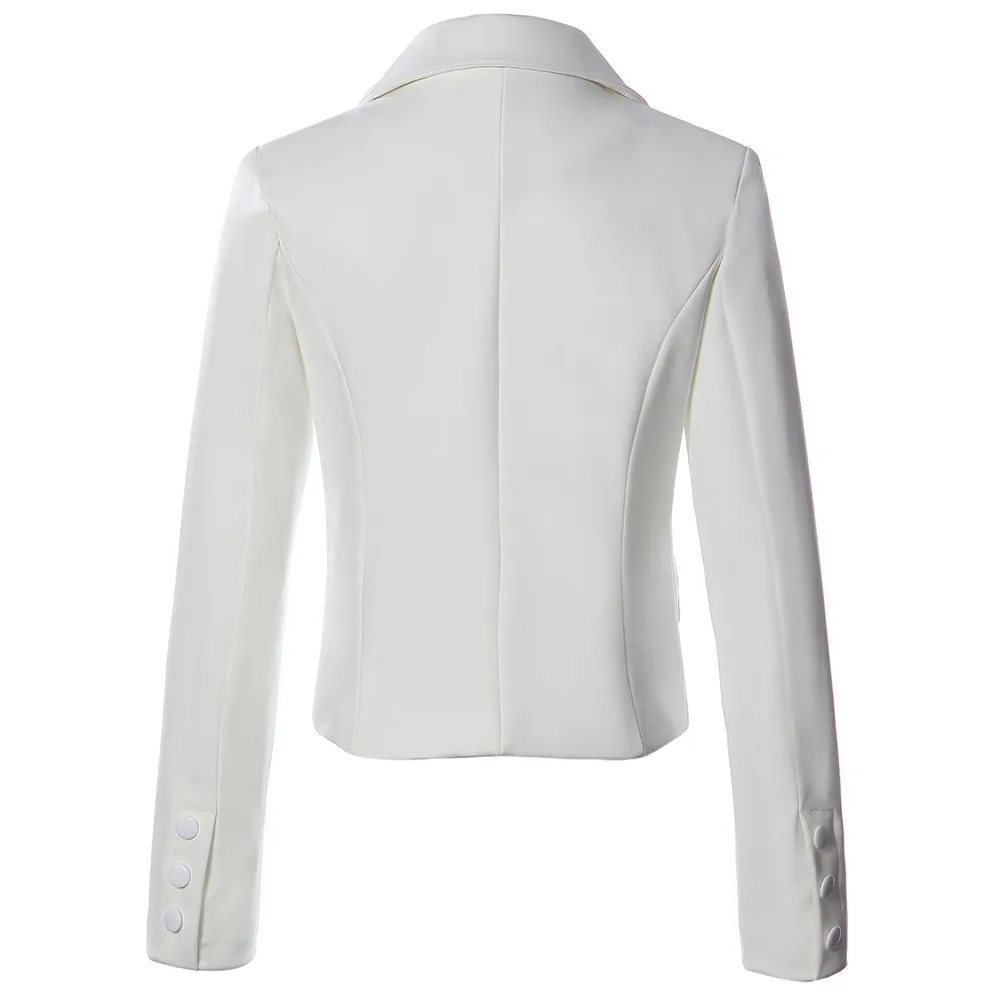 JAYCOSIN Женская куртка блейзеры женский сплошной цвет две кнопки карман Slim Fit маленький костюм пальто офисная куртка повседневные Топы блейзер