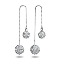100 925 sterling silver fashion shambhala ball crystal drop earrings for women jewelry wholesale birthday gift drop shipping