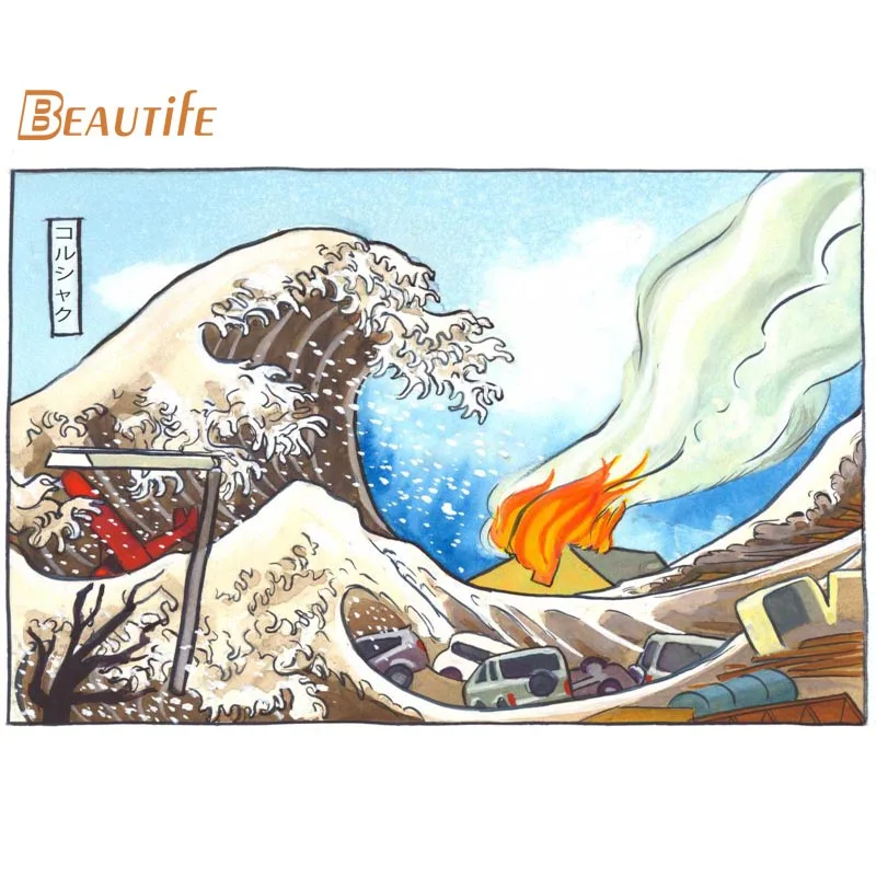 Новое поступление grande смутные плакат hokusai ткань Шелковый украшения дома