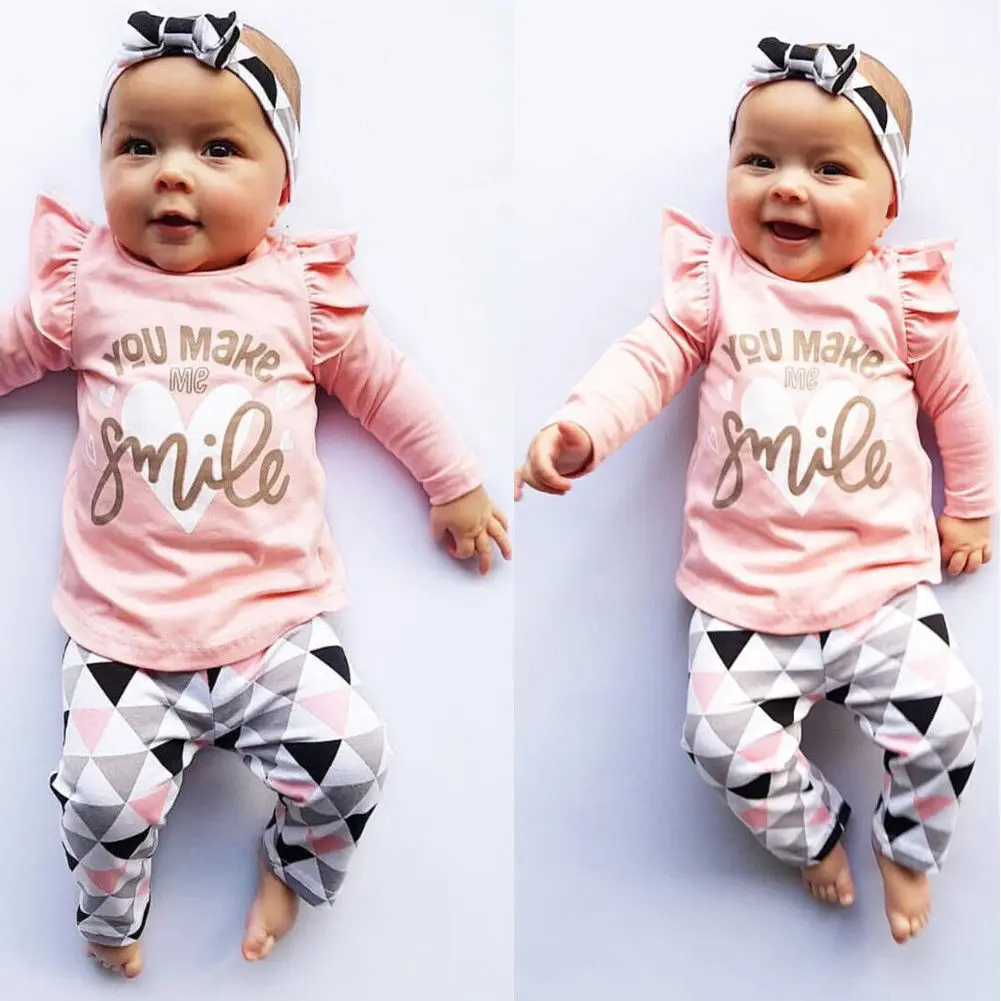 3 шт. Детские треугольные штаны с длинным рукавом и надписью сердечки | Детская