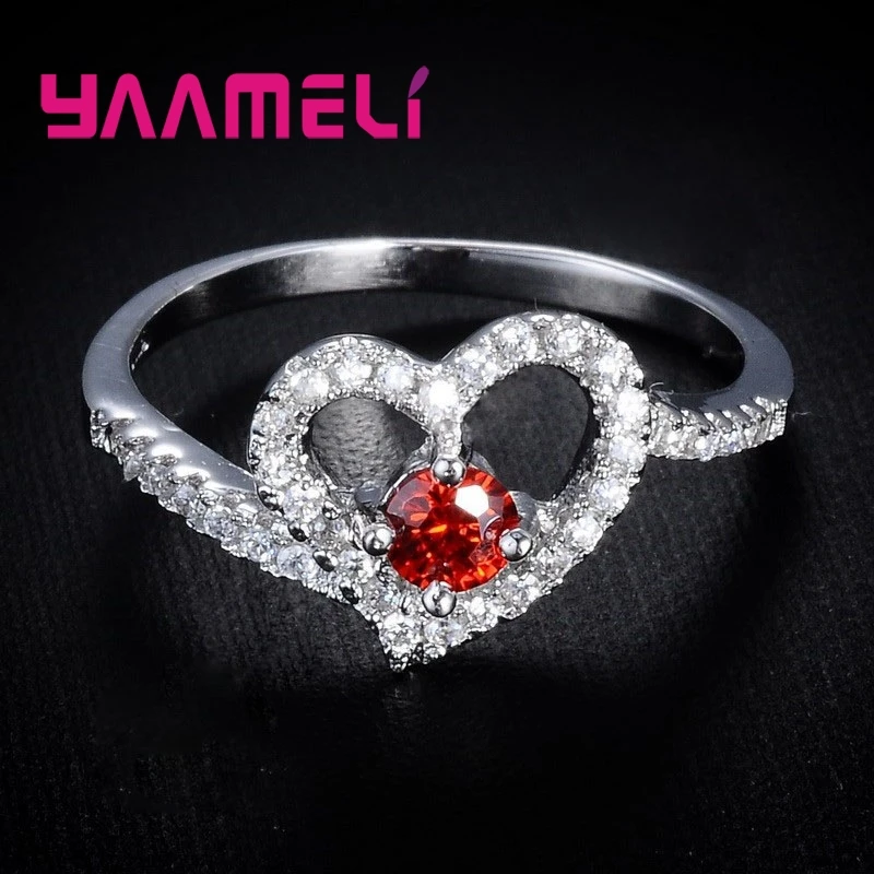 

Shining Romantic 925 Sterling Silver Cubic Zircon Rings Heart-shaped High Quality Wedding Valentine Jewelry Nice Gift