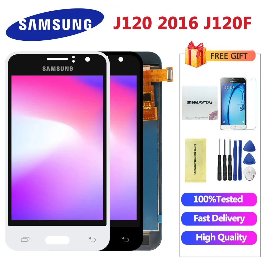 Sinmaytai тест для samsung Galaxy J120 J120F Дисплей lcd сенсорный экран дигитайзер в сборе для samsung J120H J120M lcd s