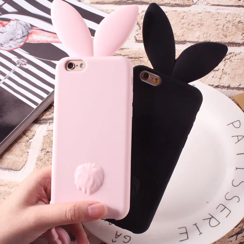 Для Iphone 8 7 чехол 3D Kawaii Кролик Большое Ухо силиконовый для Iphone7 Plus 6 S 6s plus телефонные