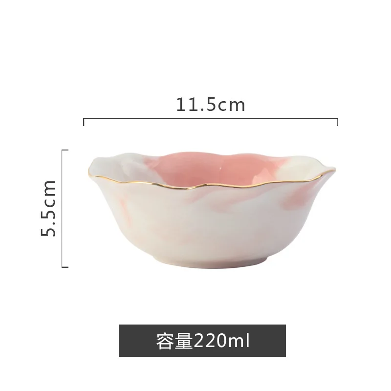 Pink rice bowl Высококачественные керамические блюда из розового мрамора, миска для супа, набор посуды, креативная тарелка для рисового салата, стейка, блюдо для фруктов, миска для еды, 1 шт - Цвет: Pink rice bowl