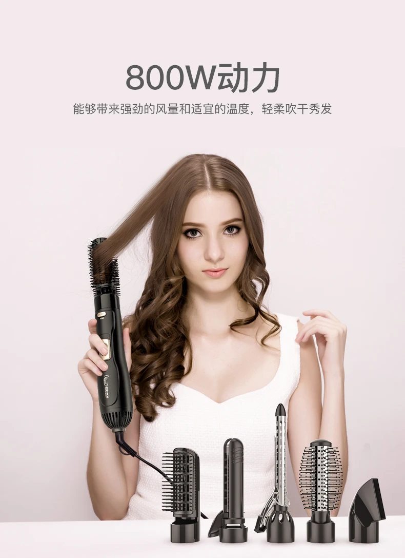 Многофункциональный Krullende haarkam Fohn kam blazen Houten kam aan de zijkant Fohn geintegreerd secadoras para cabello