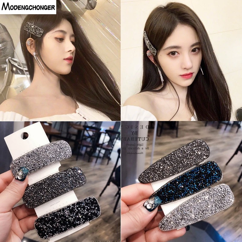 

Temperament Hairpin For Women Girl Water Drill Super Flash Hairclips Metal BB Clip Bangs Hairgrip Hair Accessories Free Shipping