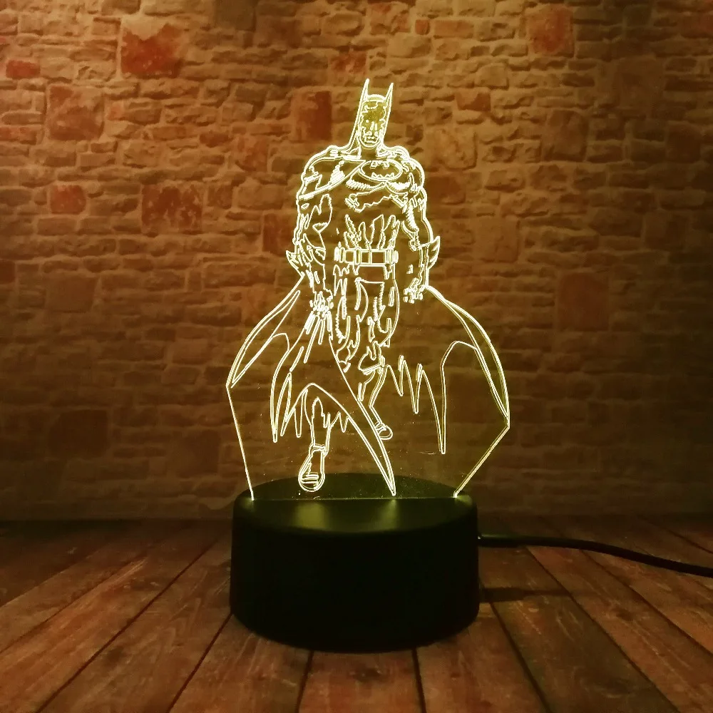 Горячая Marvel Мстители 3D Искусство Железный человек Маска Супермен Бэтмен DC Логотип Символ 7 цветов градиент ребенок мужчина Мальчики Рождество Дети друг подарки