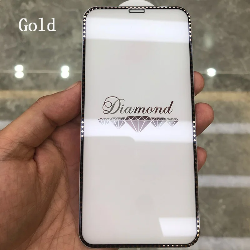 9H полное покрытие алмазный наконечник защитное закаленное стекло для iphone 6 7 6s 8 plus