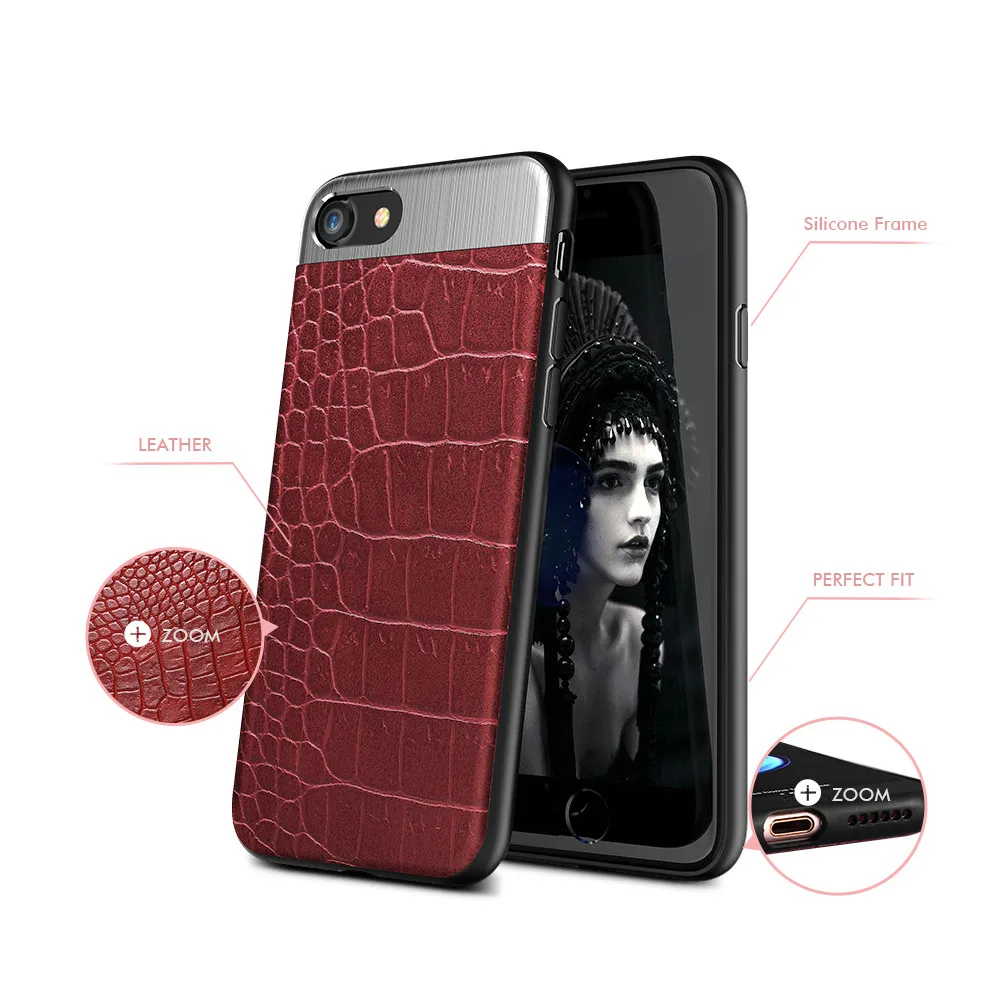 Металлический кожаный чехол KISSCASS для iPhone 7 8 6 6S Plus Роскошные Защитные чехлы