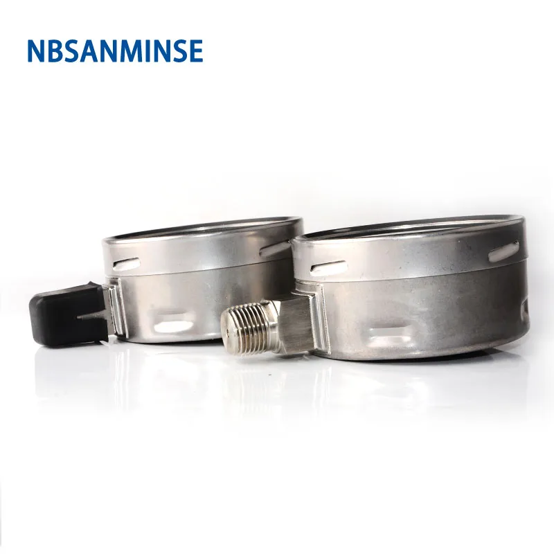 NBSANMINSE манометр из нержавеющей стали SMSS100L 100 мм 4 дюйма 1/2 NPT аналоговый Дисплей манометр для масла для гидравлической системы