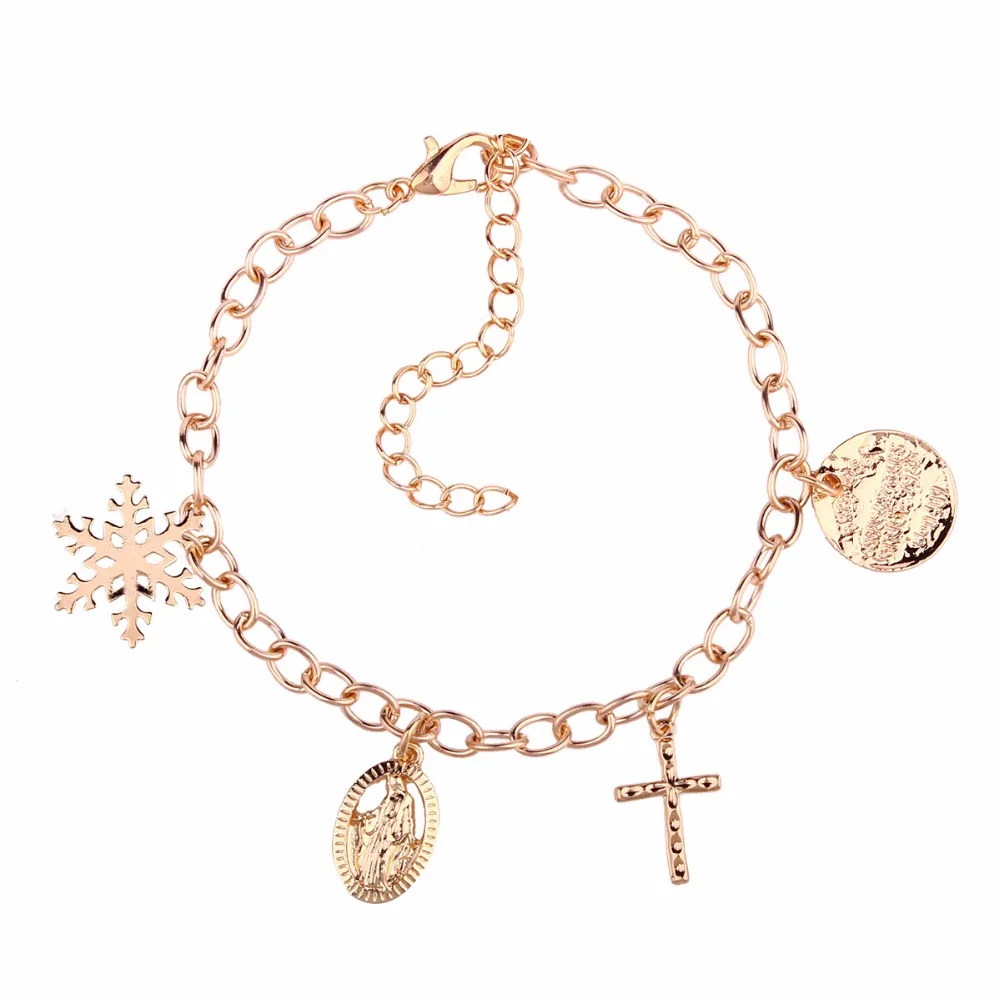 Браслет с золотым крестом Иисус Дева Мария браслет святым для женщин и мужчин