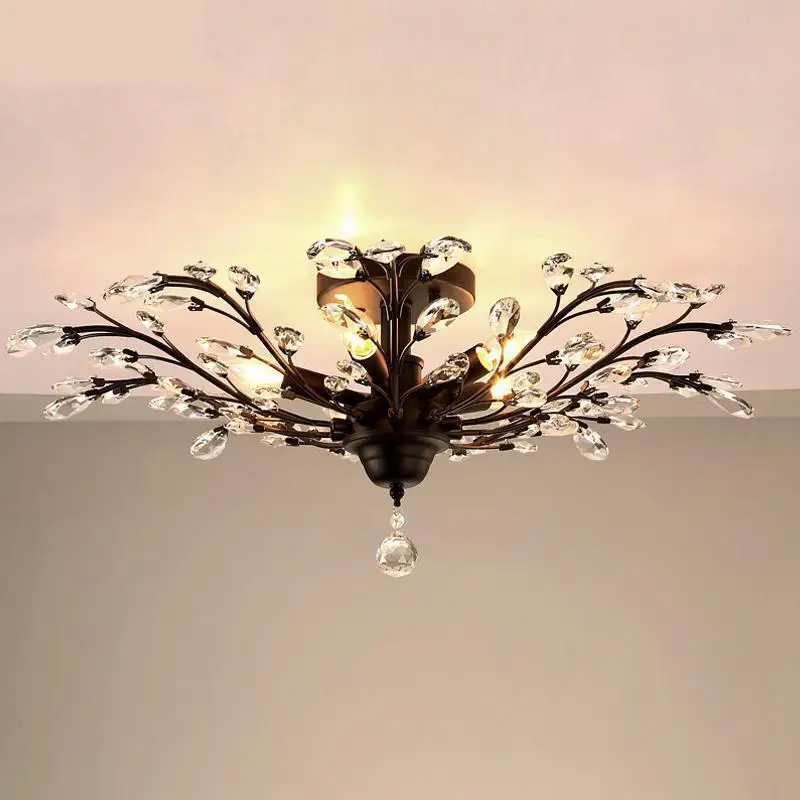 Студийная Светодиодная лампа в виде дерева с кристаллами подвесные потолочные