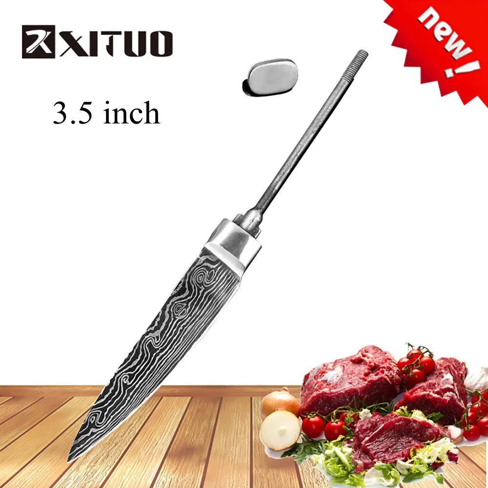 3.5 inch blank XITUO sharp нержавеющая сталь пустой diy ручка 2 шт. набор 7CR17MOV лезвие ручной работы шеф-повара нож заготовка материал кухонный инструмент запчасти - Цвет: 3.5 inch blank