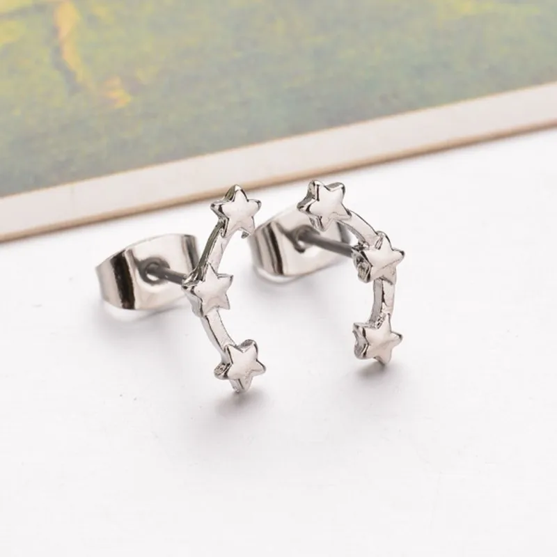 Милые романтические маленькие золотые/серебряные серьги-гвоздики в форме звезды