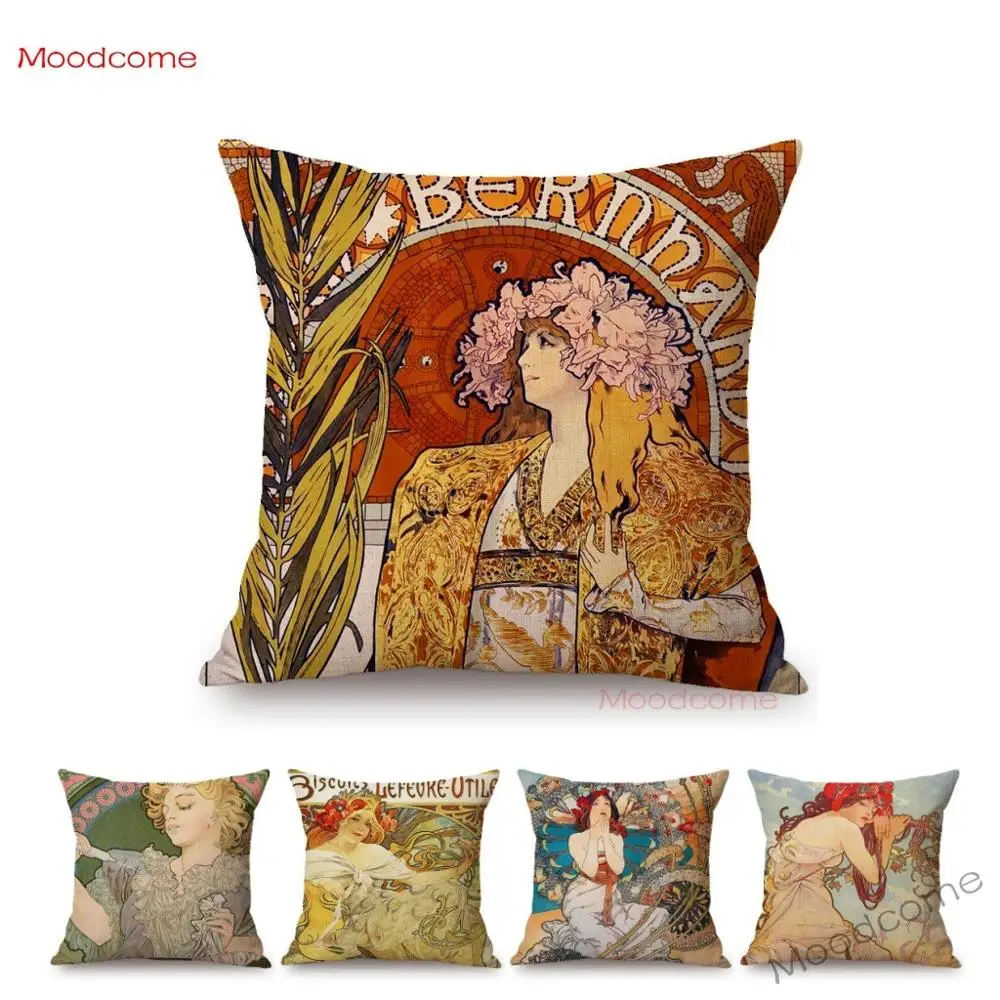 Винтажный постер Alphonse Fly для девочек на весну лето осень зиму Наволочка подушку