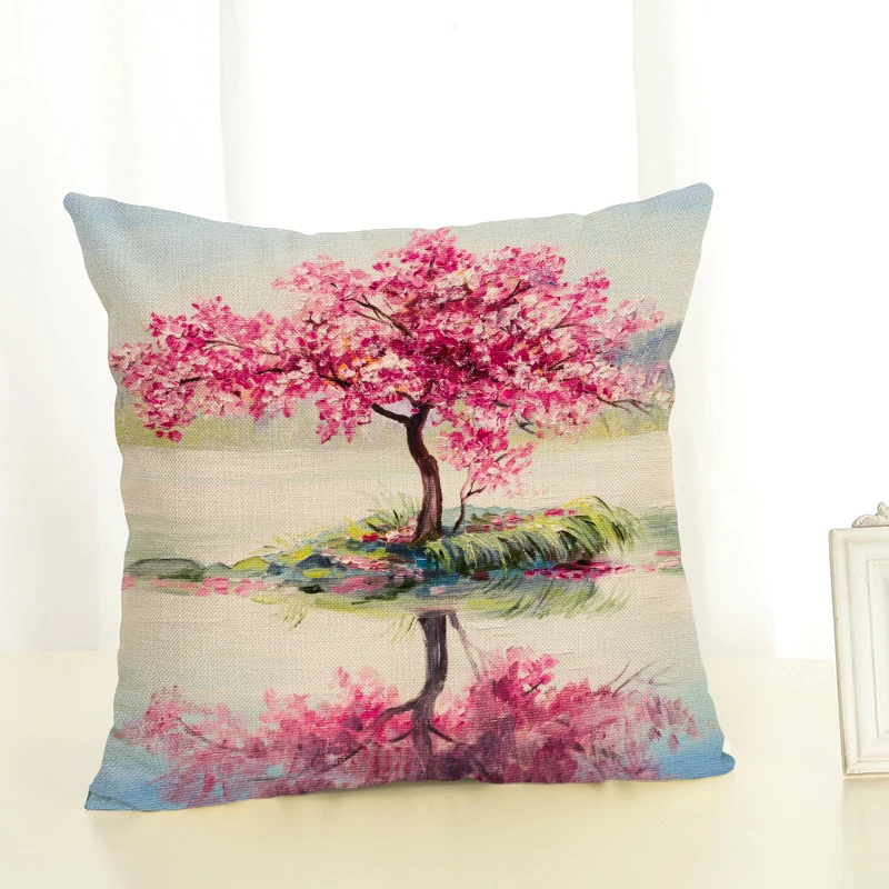 Новый стиль деревянная Подушка с пейзажем чехол для дивана Мягкая Наволочка