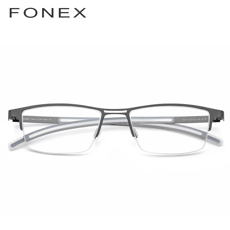 FONEX титановый рецепт, мужские очки, новинка, полуоправы, полуквадратные, оправа для очков, Корейская близорукость, оптические очки 872