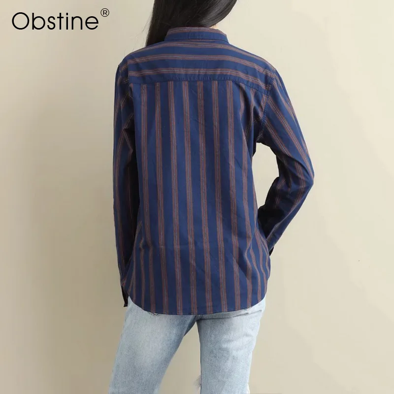 Obstine 2018 Women Striped Casual Chiffon Blouses Shirts Short Sleeve O-neck Femme Blouse Fashion Ladies Lady Tee Tops |