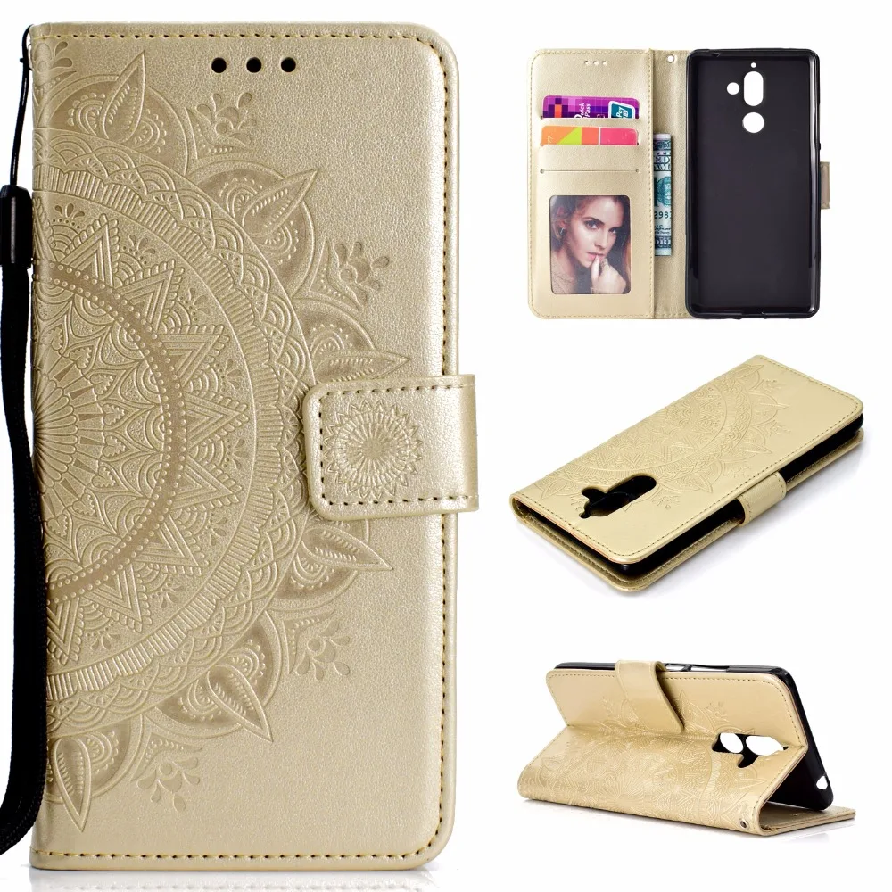 20pcs/lot Totem flower 3 card+photo frame wallet flip leather cover case for Nokia 1 7 plus housing | Мобильные телефоны и