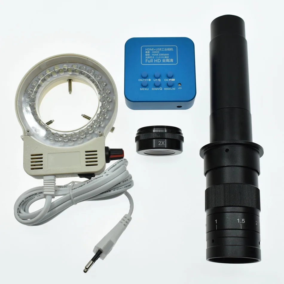 20MP Full HD 1080P 60FPS HDMI USB HD выход промышленность c-крепление микроскоп видеокамера Дистанционное управление мобильный телефон ремонт процессора - Цвет: with 10X-600X LED