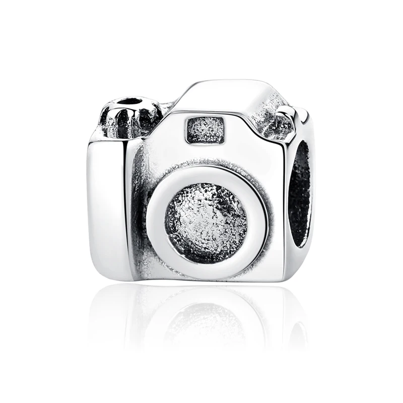 Vintage Camera Аутентичные бусины из стерлингового серебра 925 Шарм путешествия сцены лодка Кулон самолет Бусины Fit Pandora Браслеты и браслеты DIY ювелирные изделия - Цвет: Vintage Camera