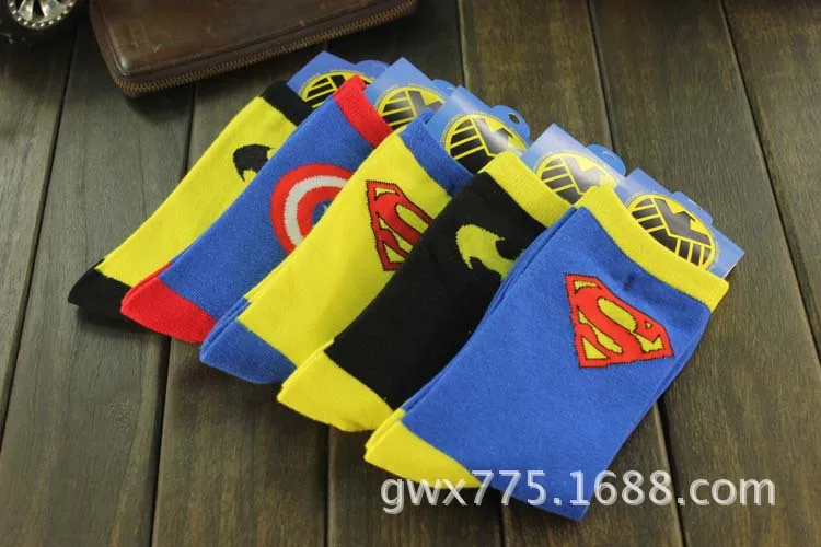 New Marvel Comics Heroes General Socks Cartoon Iron Man Captain America High Temperature Stitching Pattern Casual Men's Socks