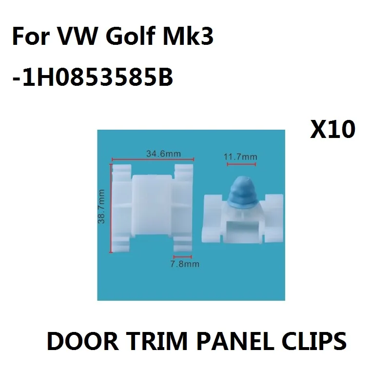 

x10 For VW Golf Mk3 Door Trim Bumpstrip Clips Plastic 1H0853585B New