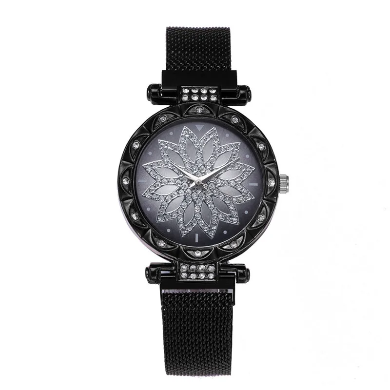Montre Femme модные часы женские роскошные брендовые цветок из розового золота женские наручные часы для ношения с платьем магнитные сетчатые Стальные часы женские* 533