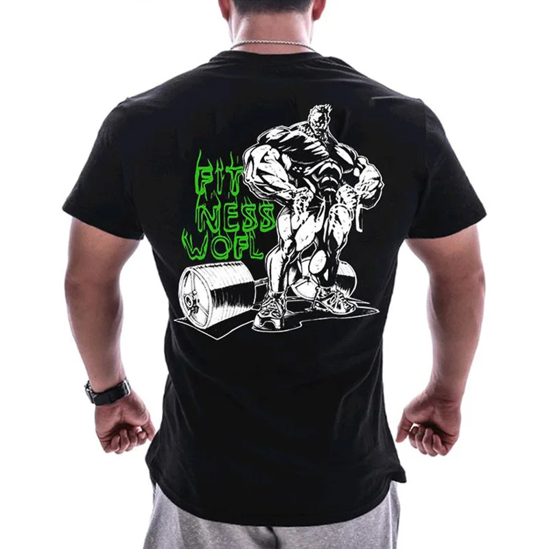 T-shirt 05 Мужская Летняя хлопковая футболка с коротким рукавом, футболки для тренажерного зала, фитнеса, футболки для бодибилдинга, новые брендовые футболки с круглым вырезом, модная повседневная одежда с принтом - Цвет: T-shirt 05