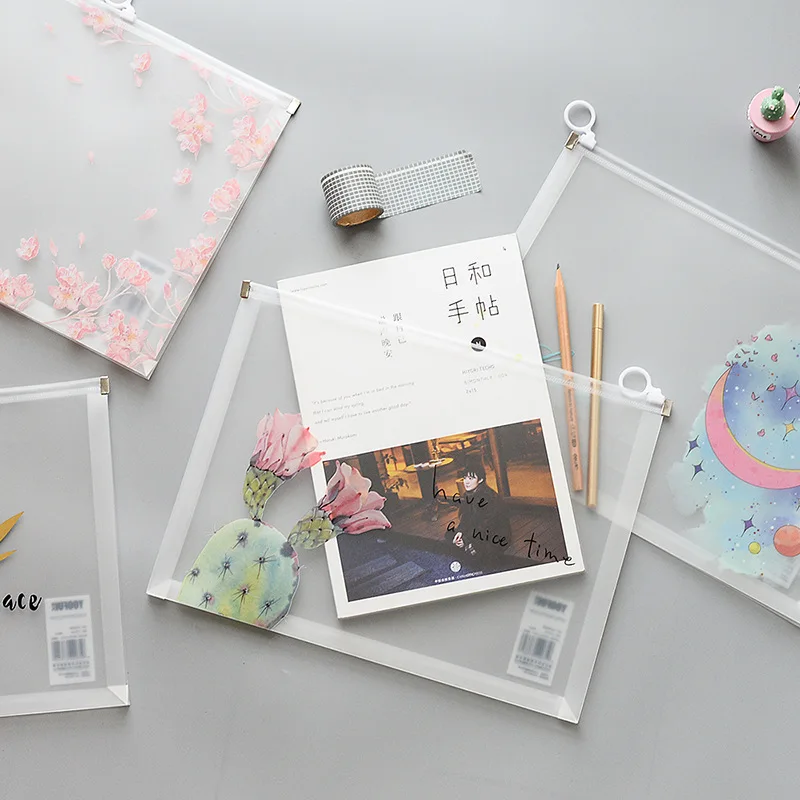 1 шт. новая A4 Kawaii Розовая Кнопка Sakura офисная папка на молнии школьные офисные